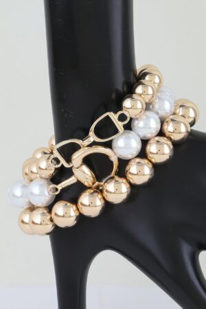 Multi-Strand Polished Toggle Beaded Bracelet