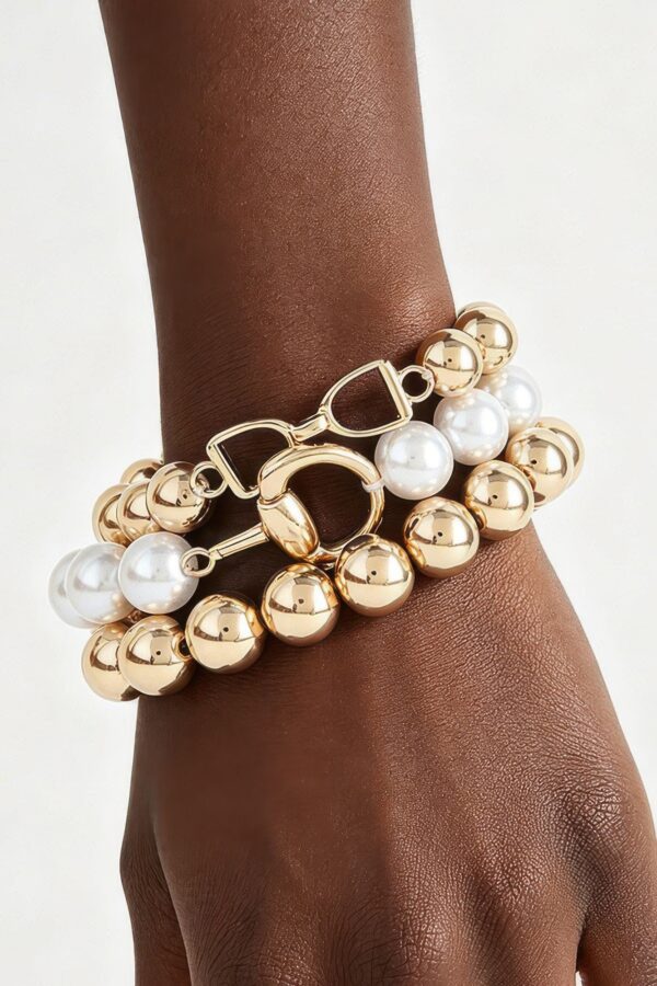 Multi-Strand Polished Toggle Beaded Bracelet
