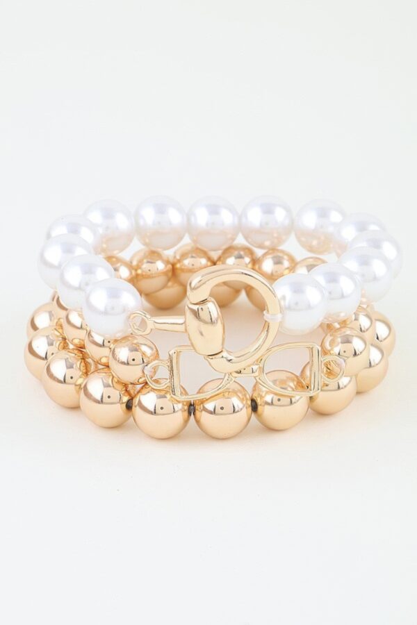 Multi-Strand Polished Toggle Beaded Bracelet