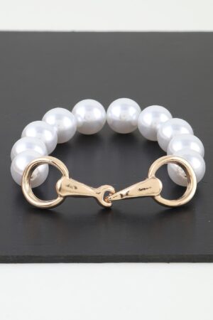 Pearl Beaded Toggle Bracelet – Horsebit Clasp