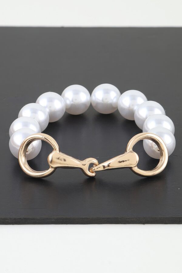 Pearl Beaded Toggle Bracelet – Horsebit Clasp
