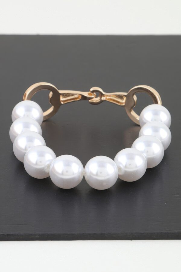 Pearl Beaded Toggle Bracelet - Horsebit Clasp