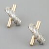 Two-Tone Twisted X Stud Earrings – Textured & Polished