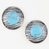 Ribbed Planet Earrings – Antiqued Metal & Stone