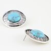 Ribbed Planet Earrings - Antiqued Metal & Stone