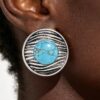 Ribbed Planet Earrings - Antiqued Metal & Stone