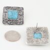 Antiqued Square Stone Earrings - Textured Frame