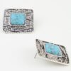 Antiqued Square Stone Earrings - Textured Frame