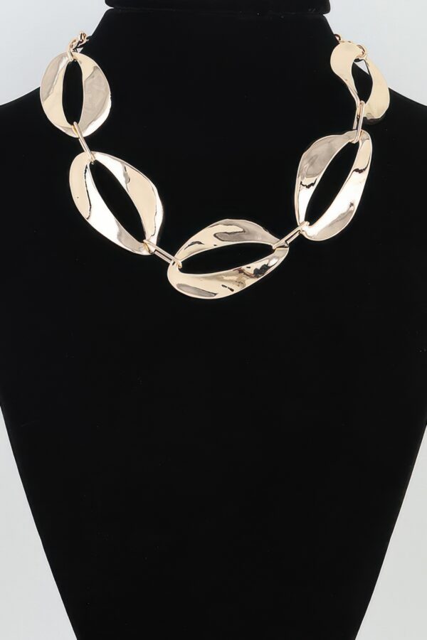 Hammered Abstract Chain Necklace – Open Leaf Links
