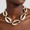 Hammered Abstract Chain Necklace - Open Leaf Links