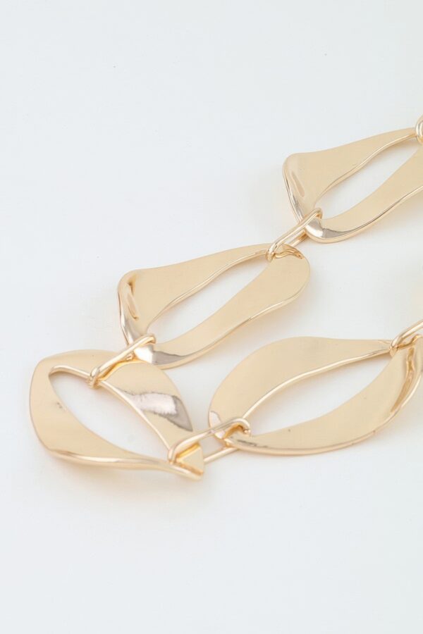 Hammered Abstract Chain Necklace - Open Leaf Links