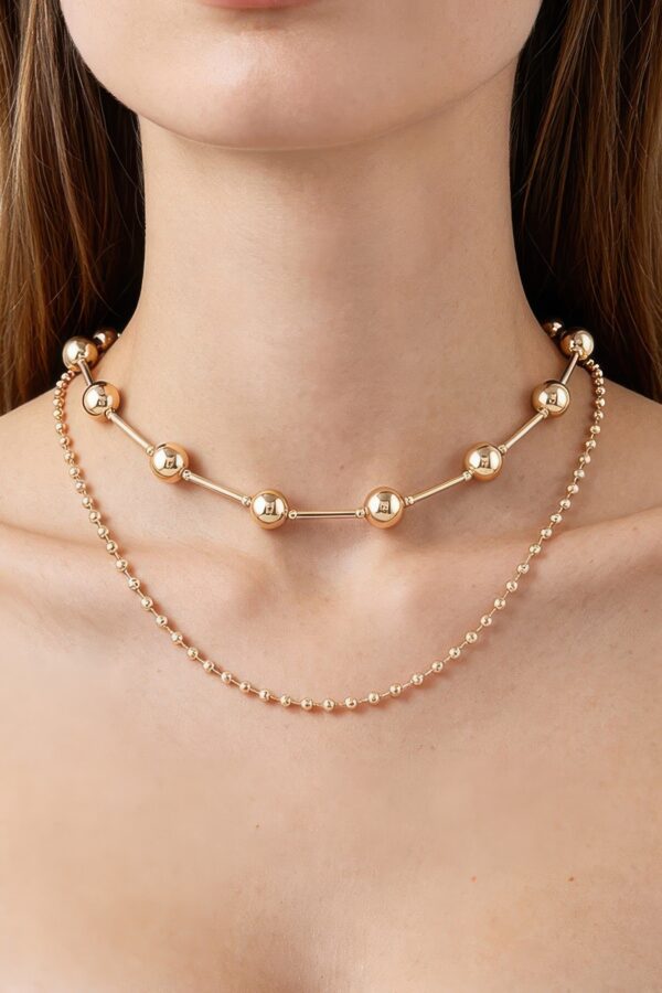 Double-Layer Polished Bead Chain Necklace