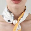 Rose Scarf Wrap Necklace – Knotted Scarf with Polished Bead