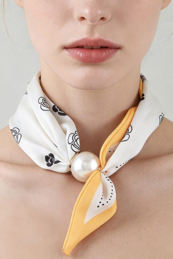 Rose Scarf Wrap Necklace – Knotted Scarf with Polished Bead
