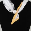 Rose Scarf Wrap Necklace - Knotted Scarf with Polished Bead