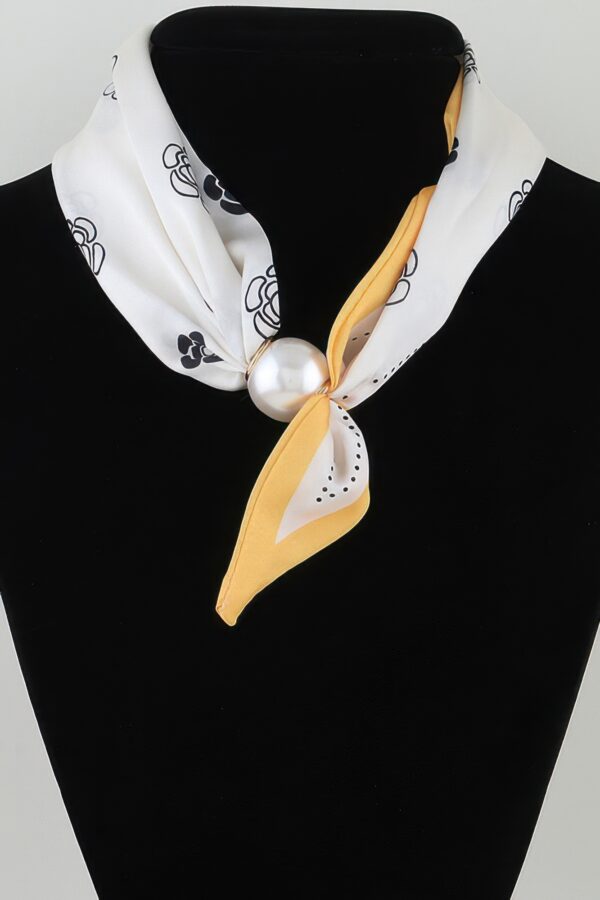Rose Scarf Wrap Necklace - Knotted Scarf with Polished Bead