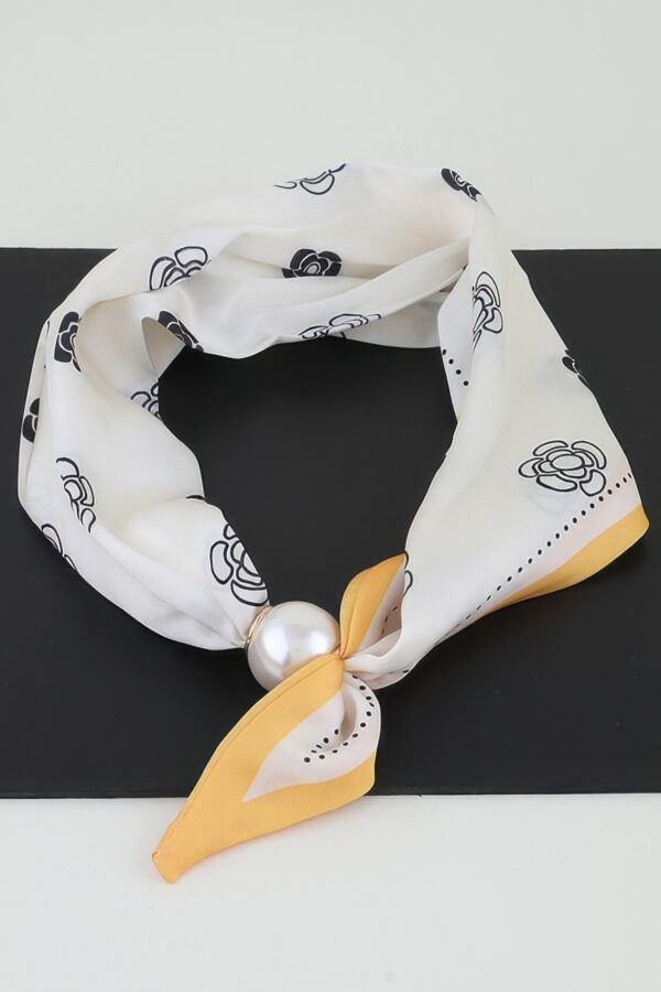 Rose Scarf Wrap Necklace - Knotted Scarf with Polished Bead
