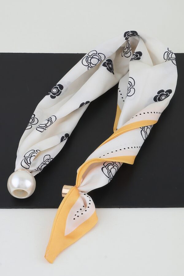 Rose Scarf Wrap Necklace - Knotted Scarf with Polished Bead