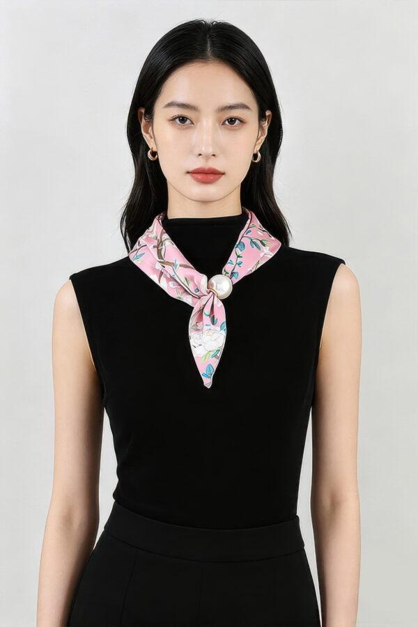 Rose Scarf Wrap Necklace - Knotted Scarf with Polished Bead