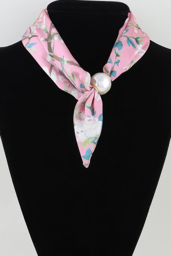 Rose Scarf Wrap Necklace - Knotted Scarf with Polished Bead