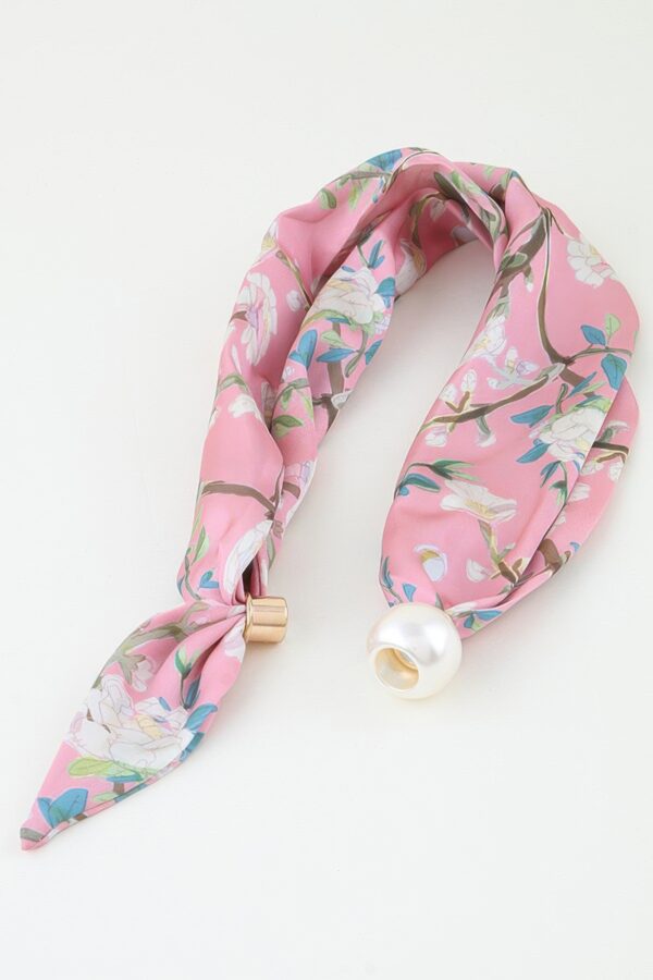 Rose Scarf Wrap Necklace - Knotted Scarf with Polished Bead