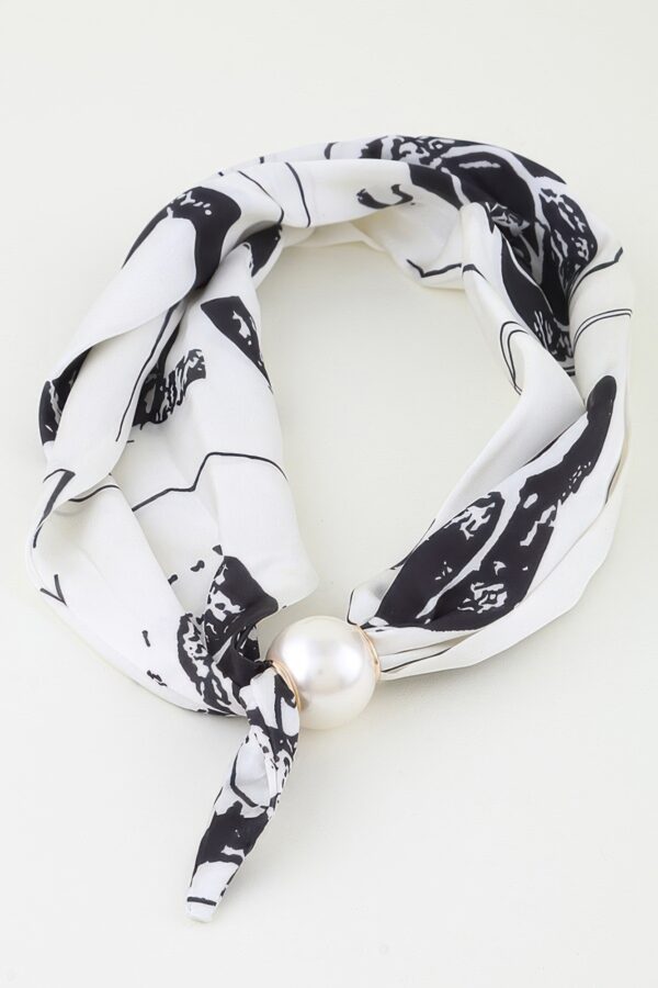 Rose Scarf Wrap Necklace - Knotted Scarf with Polished Bead