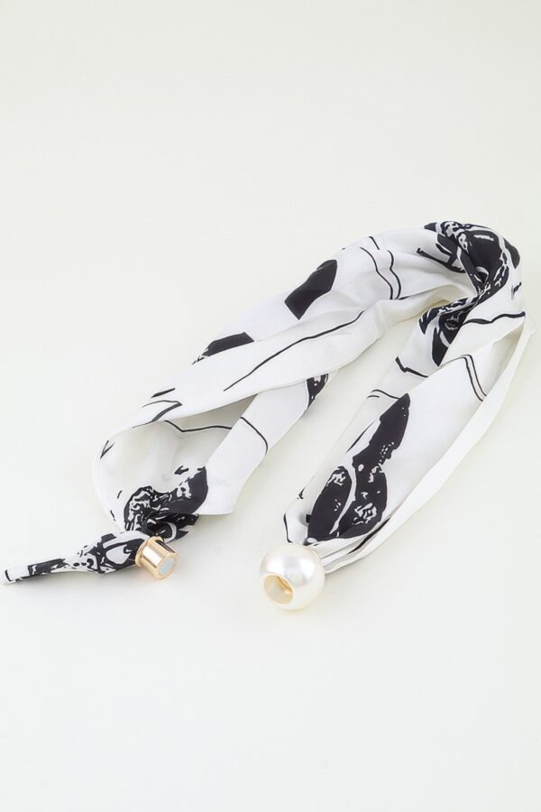 Rose Scarf Wrap Necklace - Knotted Scarf with Polished Bead