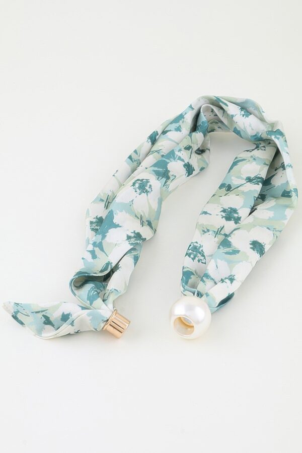 Rose Scarf Wrap Necklace - Knotted Scarf with Polished Bead