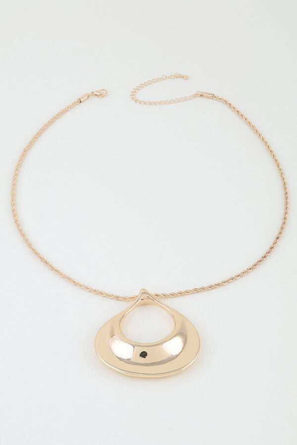Twisted Chain Ripple Teardrop Necklace - Polished