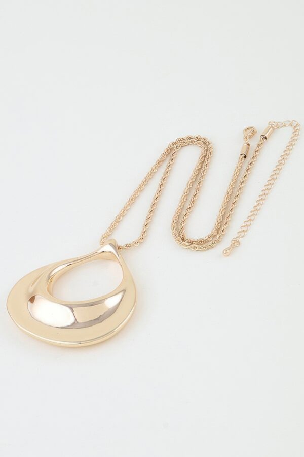 Twisted Chain Ripple Teardrop Necklace - Polished