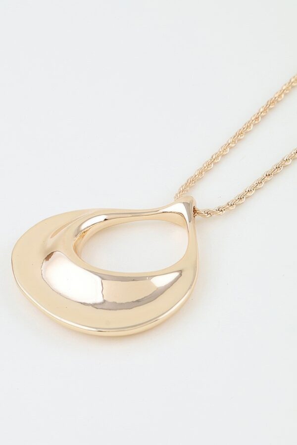 Twisted Chain Ripple Teardrop Necklace - Polished