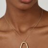Hammered Ripple Oval Necklace with Twisted Chain