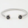 Open Cubic Twisted Wire Cuff Bracelet with Faceted Stones