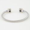 Open Cubic Twisted Wire Cuff Bracelet with Faceted Stones