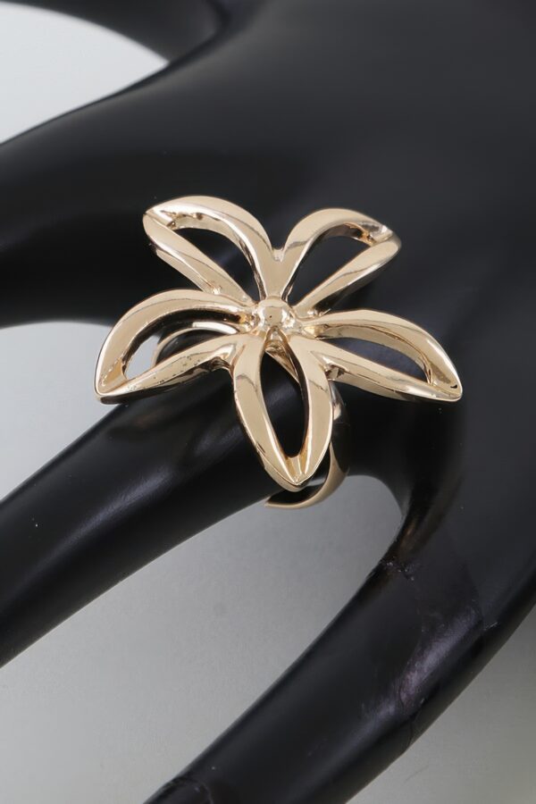 Open Flower Band Ring – Polished Five-Petal Accent