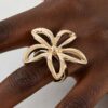 Open Flower Band Ring - Polished Five-Petal Accent
