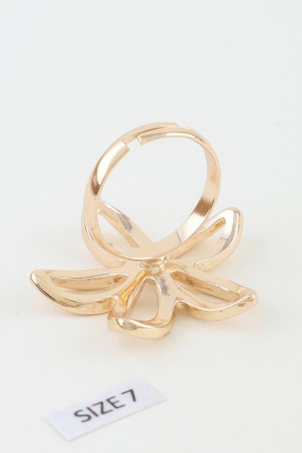 Open Flower Band Ring - Polished Five-Petal Accent