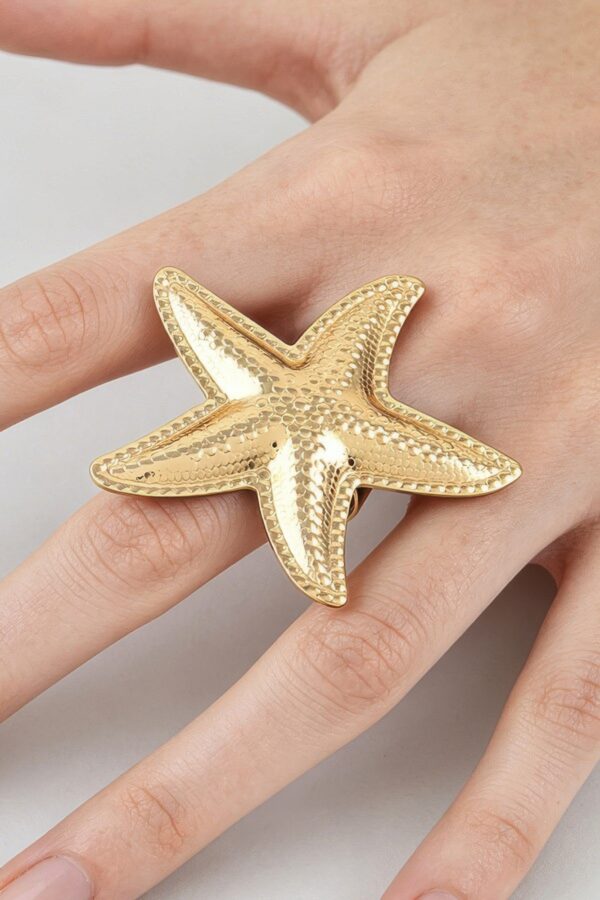 Hammered Starfish Statement Ring - Scale Texture