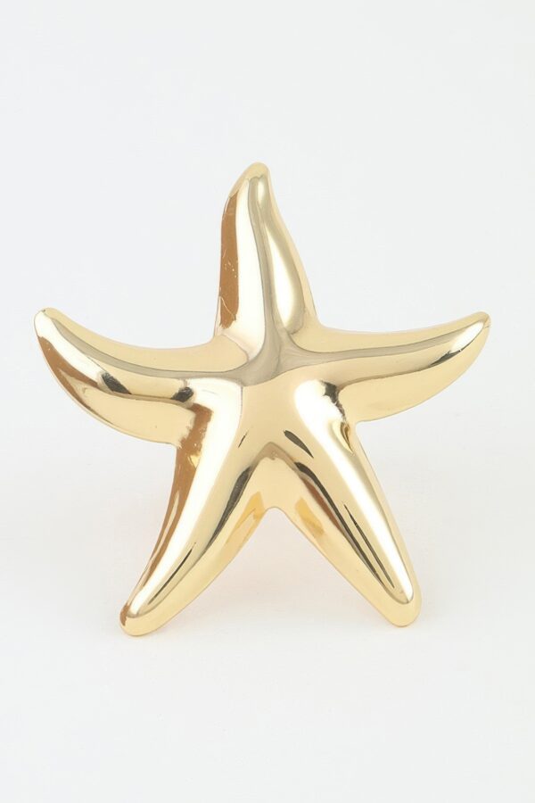Polished Starfish Statement Ring - Reflective Motif