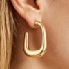 Polished Cubic Hoop Earrings - Angular Geometric Hoops