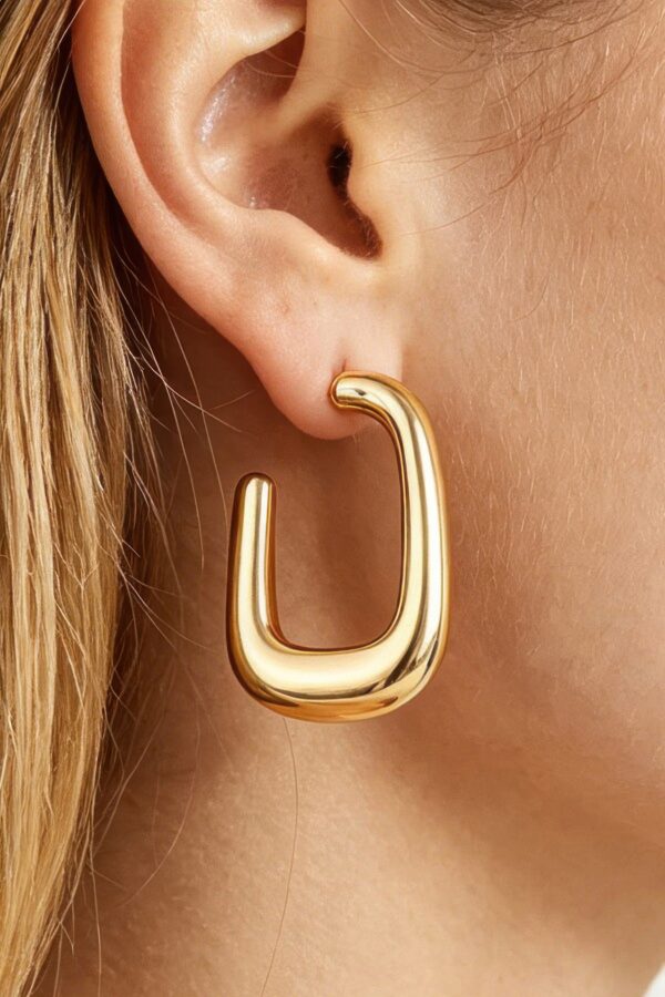 Polished Cubic Hoop Earrings - Angular Geometric Hoops