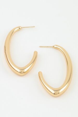 Polished Cat-Eye Hoop Earrings – Elongated Silhouette