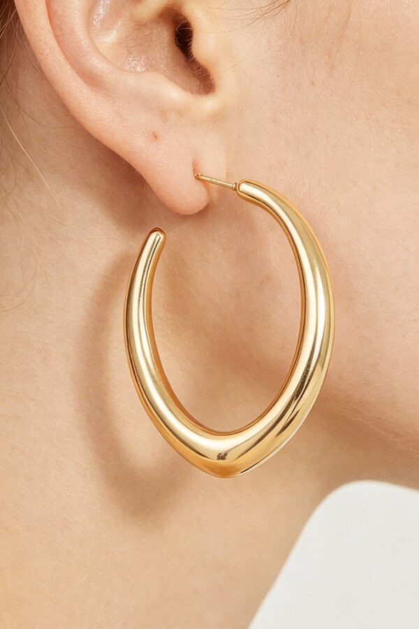 Polished Cat-Eye Hoop Earrings - Elongated Silhouette