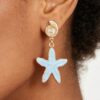 Starfish Drop Earrings with Nautilus Shell Stud