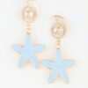 Starfish Drop Earrings with Nautilus Shell Stud