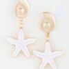 Starfish Drop Earrings with Nautilus Shell Stud