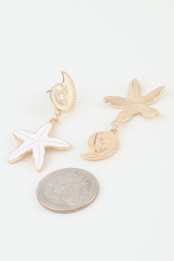 Starfish Drop Earrings with Nautilus Shell Stud