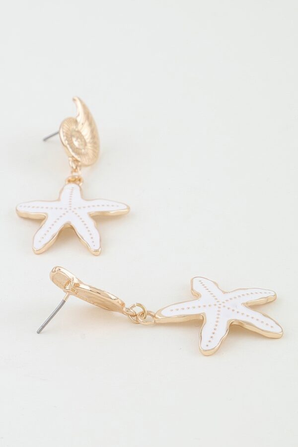 Starfish Drop Earrings with Nautilus Shell Stud