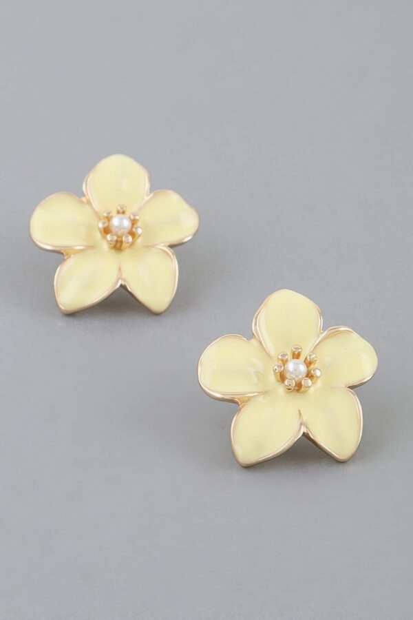 Marble Stone Flower Stud Earrings - 0.8" Floral Studs