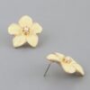 Marble Stone Flower Stud Earrings - 0.8" Floral Studs